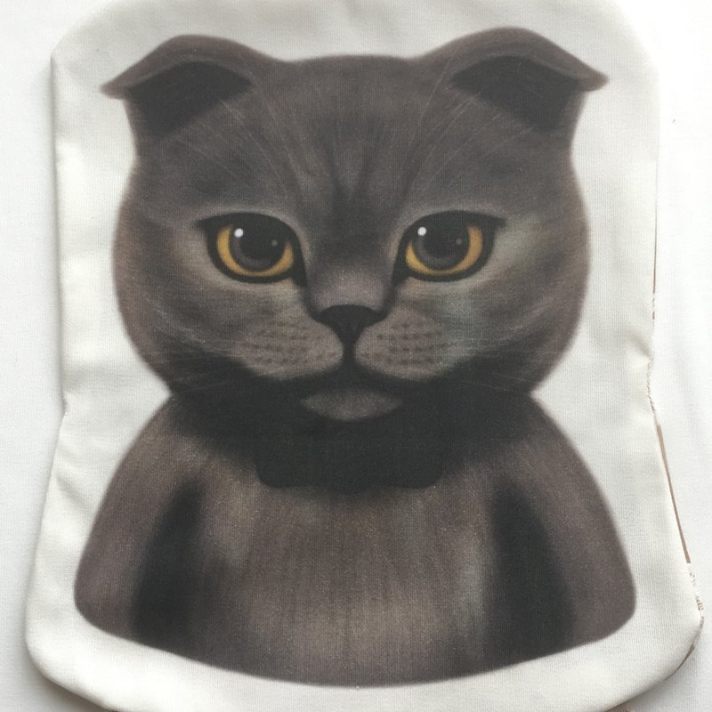 スコティッシュフォールドの枕は、灰色の猫をカバー - 枕・クッション - コットン・麻 グレー