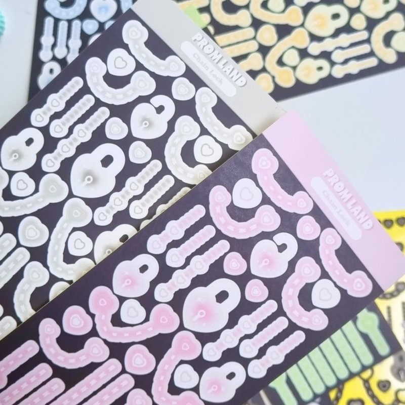 Chain Lock korea stickers pack - 貼紙 - 其他材質 多色