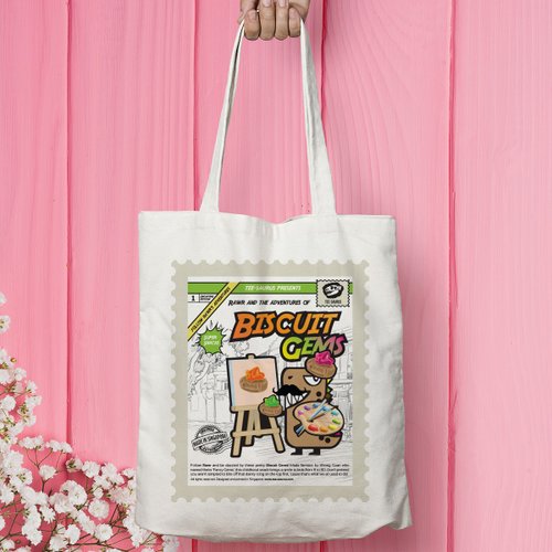 Tee-Saurus Tee-Saurus Happy Totes - Singapore Biscuit Gem Cotton Tote Bag