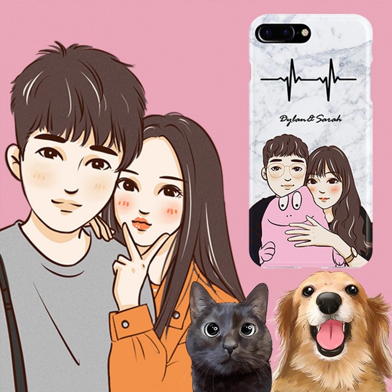 iPhone手繪 手機殼 客製化 犀牛盾 情侶 貓 狗 禮物 各牌型號訂製 - 手機殼/手機套 - 其他材質 多色
