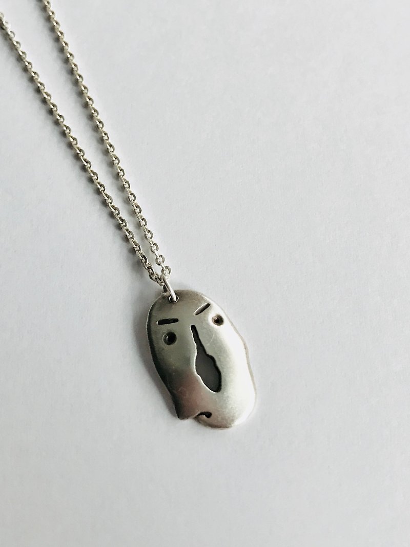 Smelly face Silver pendant silver 999 - Necklaces - Other Materials 