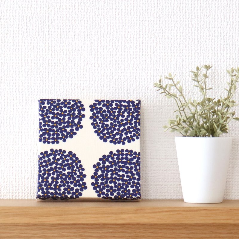 12x12cm ファブリックパネル 【フラワーサークル ネイビー】 - 壁貼/牆壁裝飾 - 棉．麻 藍色