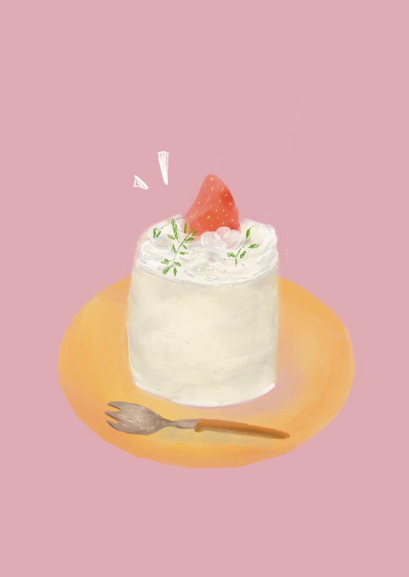 Strawberry cake postcard - การ์ด/โปสการ์ด - กระดาษ 