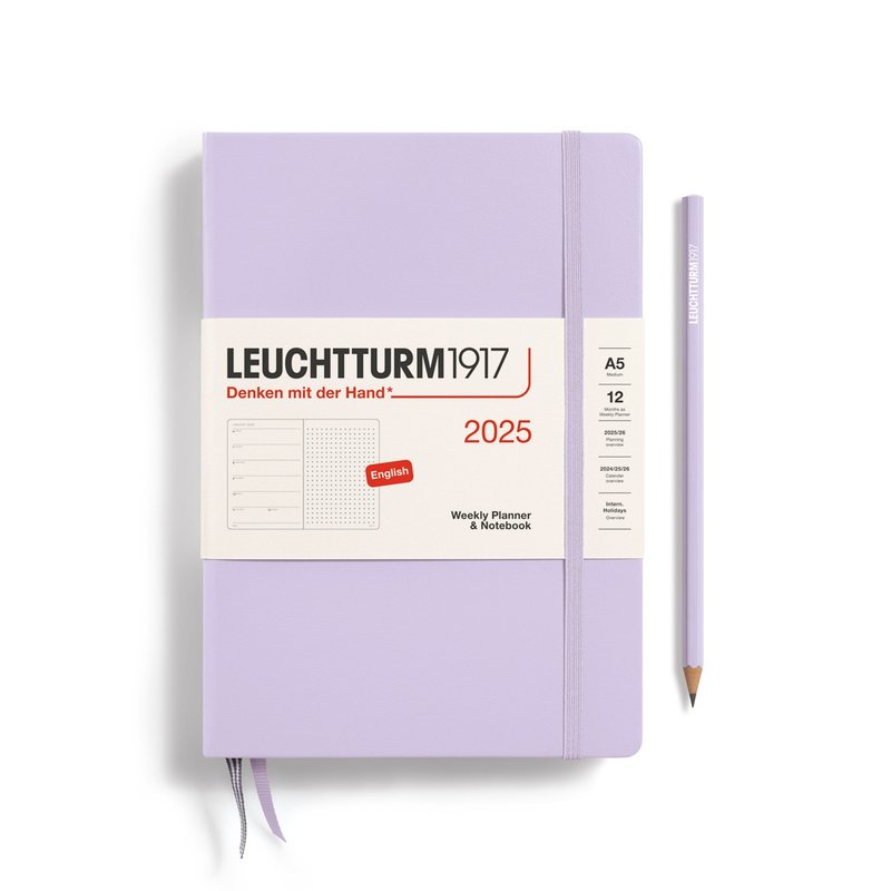 [Slightly defective product] German Lighthouse Notebook A5 Hard Case 2025 Weekly Planner Lilac Purple - สมุดบันทึก/สมุดปฏิทิน - กระดาษ สีม่วง