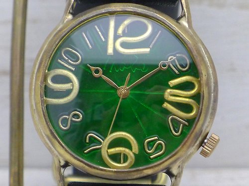 手作り時計 渡辺工房 Hand Craft Watch "Watanabe-KOBO" JUM38B GR J.S.B.2 カラーダイアルGR(グリーン) JUMBO Brass 手作り腕時計
