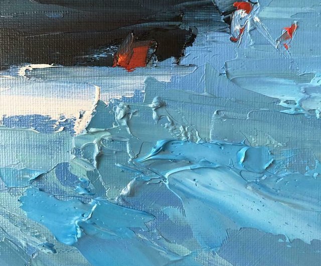 キャンバスボートの風景の元の海景油絵テクスチャインパスト