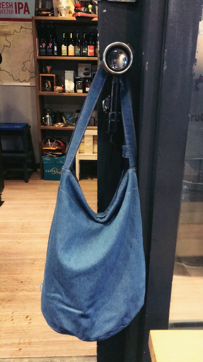 Circle up the drum bag / shoulder bag / side backpack / tannin cowboy - Messenger Bags & Sling Bags - Cotton & Hemp Blue