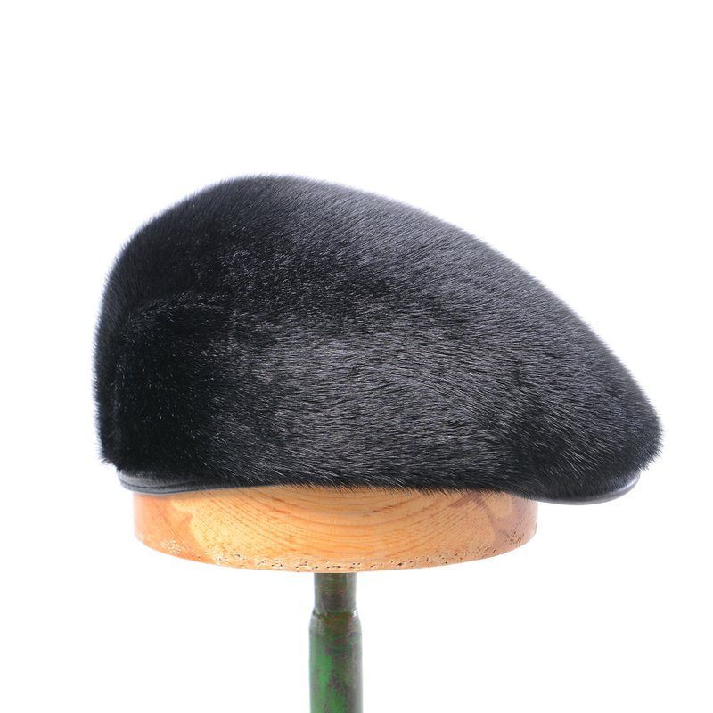 Fur Raglan Cap Mens Seal Fur Cap Winter Russian Fur Hat Warm Seal Fur Hat - Hats & Caps - Wool Black