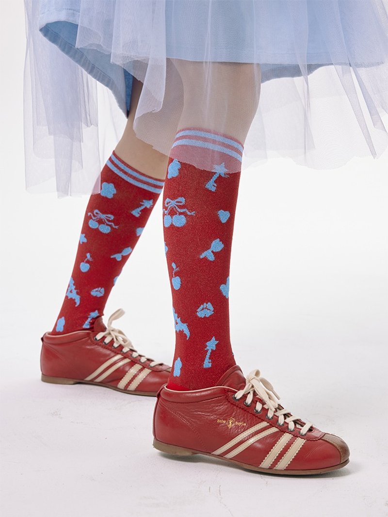 Red lurex vector illustration socks - ถุงเท้า - วัสดุอื่นๆ หลากหลายสี