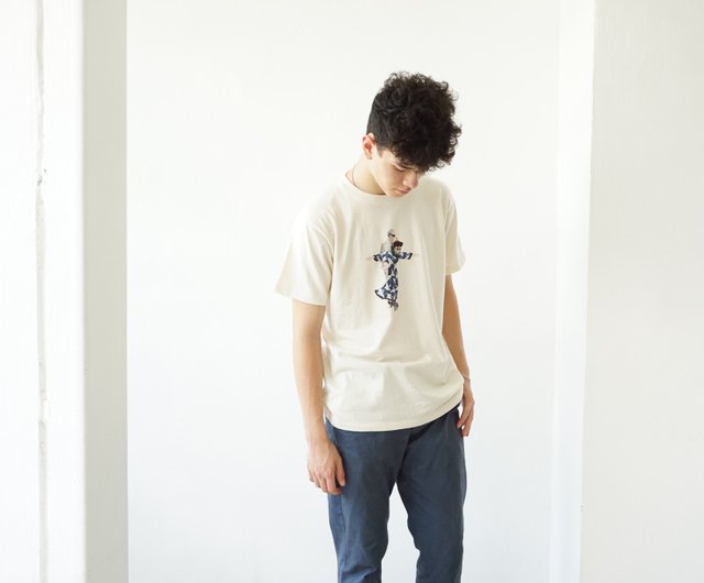 GLUE x zishiオーガニックコットンラウンドネックTシャツサイド