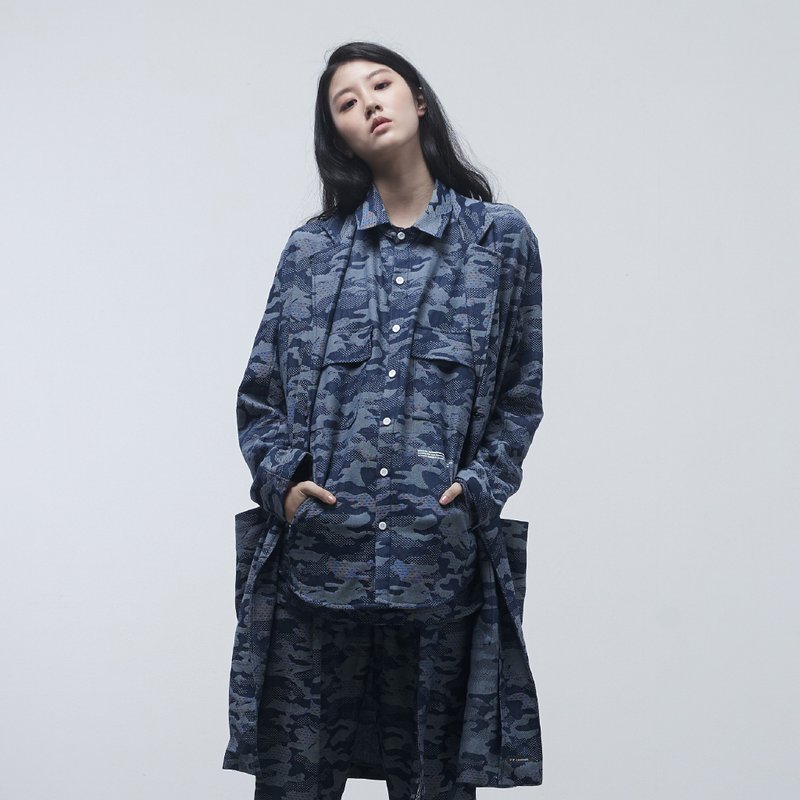 DYCTEAM - Camo Pattern Parka - 男夾克/外套 - 棉．麻 藍色