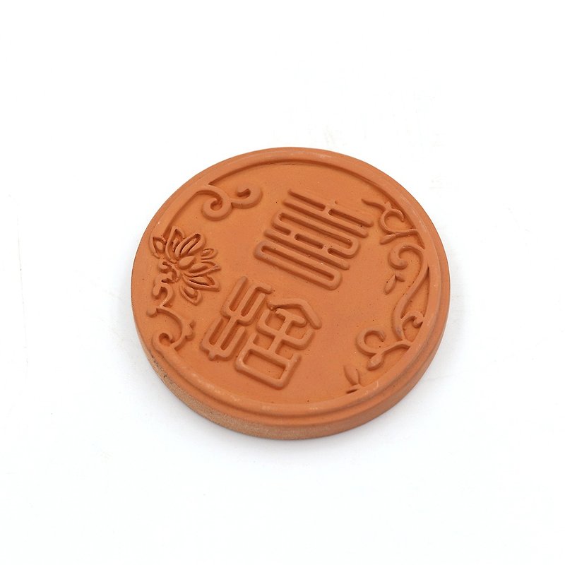 Happy Joy (Xishe) brick carving absorbent coaster - Coasters - Other Materials 