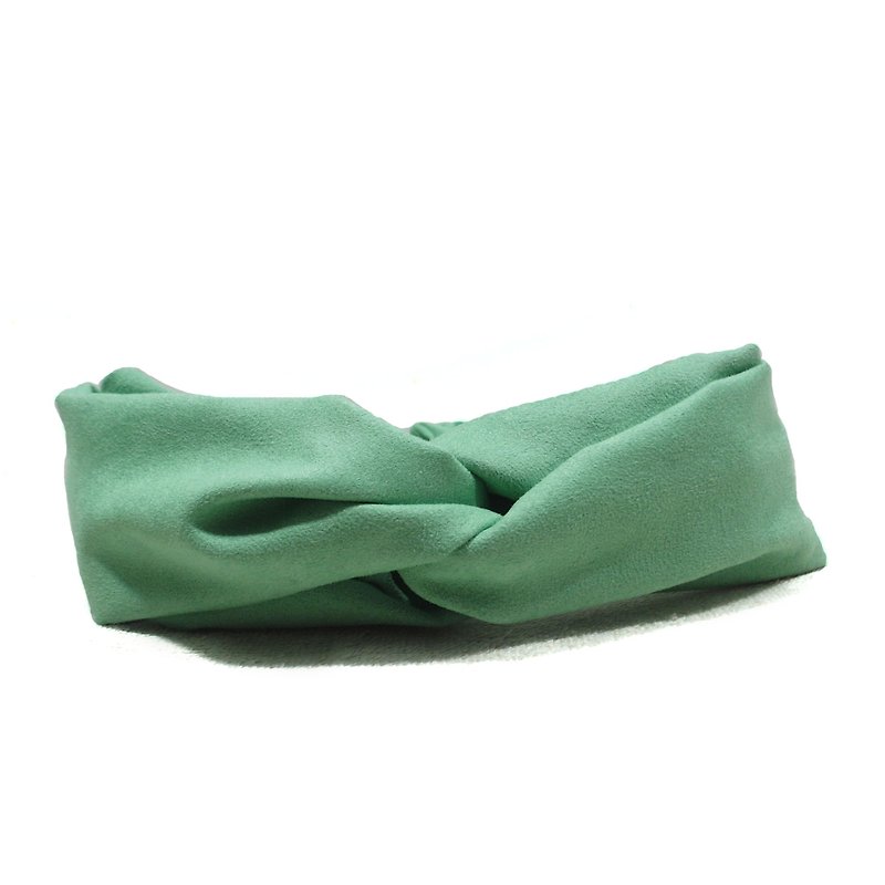 薄荷糖 麂皮 素色款 交叉髮帶 - 髮帶/頭箍 - 棉．麻 綠色