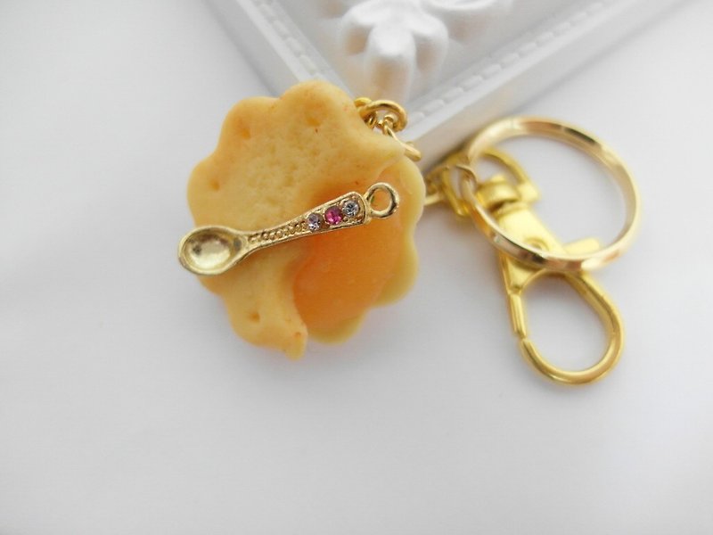 Clay Handmade Orange jam Cookie Key ring - Keychains - Clay Multicolor