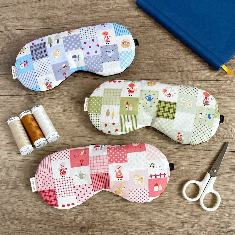 Organic cotton handmade eye mask, country style, blackout, adjustable length, with storage bag, childhood retro - ผ้าปิดตา - ผ้าฝ้าย/ผ้าลินิน สีดำ