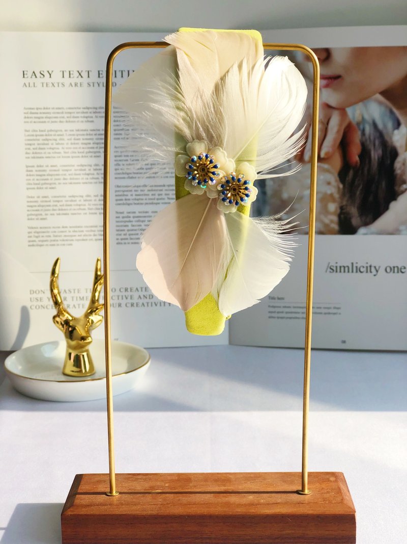 オリジナルイエローフェザーヘッドバンド - ヘアバンド．カチューシャ - その他の素材 イエロー