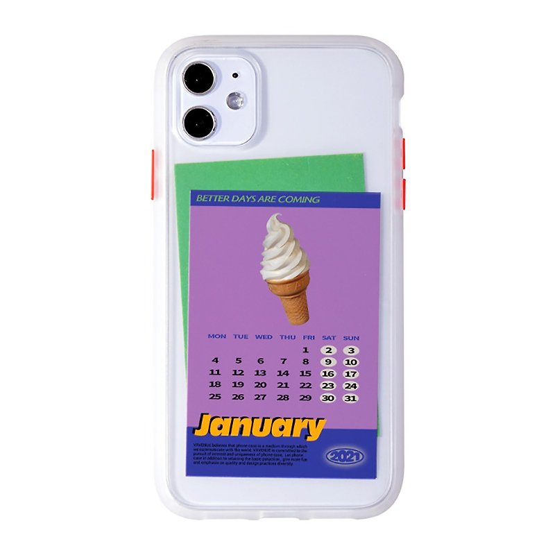 2021年カレンダーカード-iPhoneケース - スマホケース - ゴム 透明