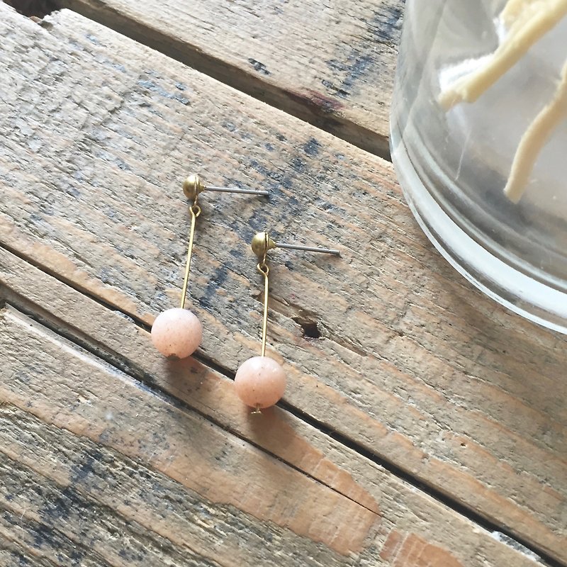 Natural stone shake earrings sun stone can be changed free of charge - Earrings & Clip-ons - Other Materials Pink