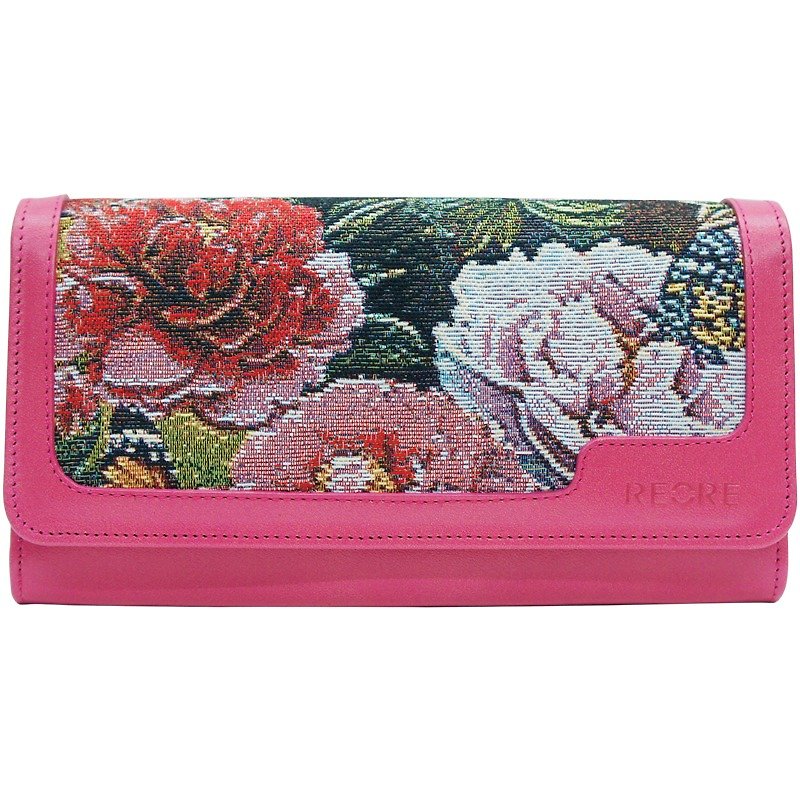 Gaikouzhangqiaレトロなピンクの牡丹 - 財布 - 革 ピンク