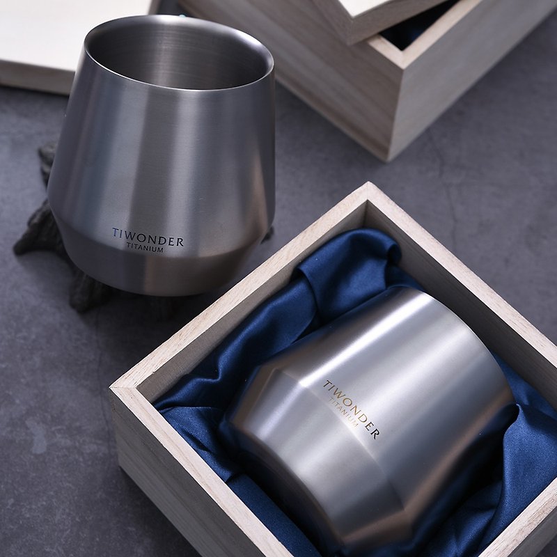 Hao pure titanium double layer cup 300ml - Cups - Other Metals Gray