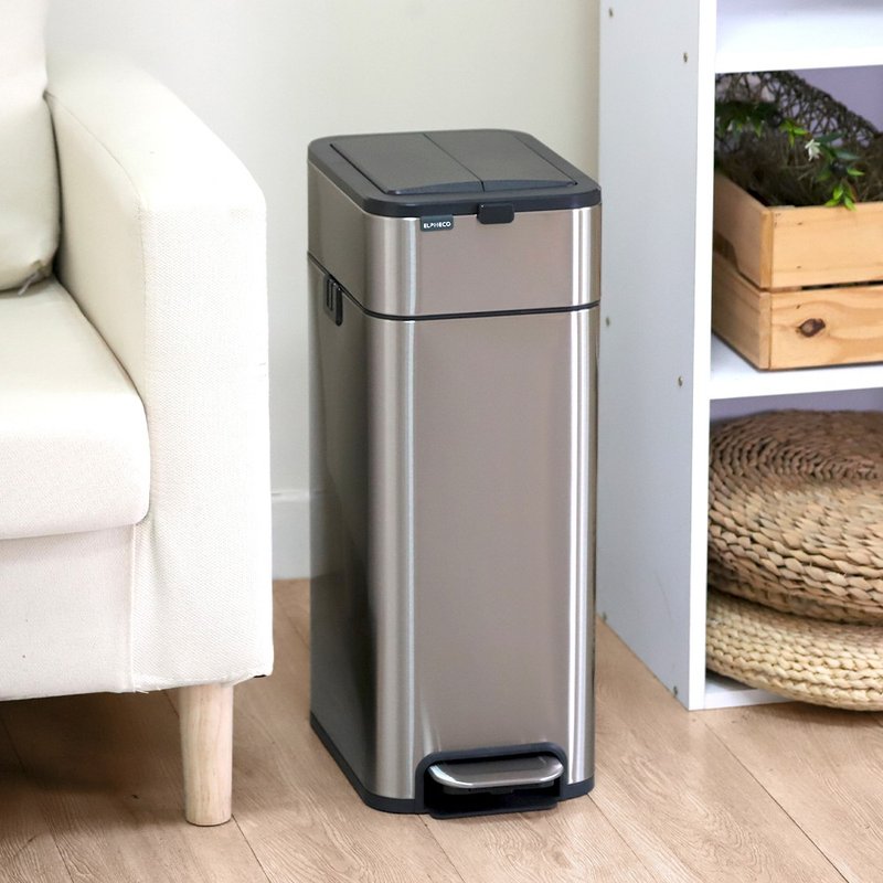 ELPHECO 不鏽鋼雙開拉袋腳踏垃圾桶13L  ELPH3512 - 垃圾桶 - 不鏽鋼 銀色