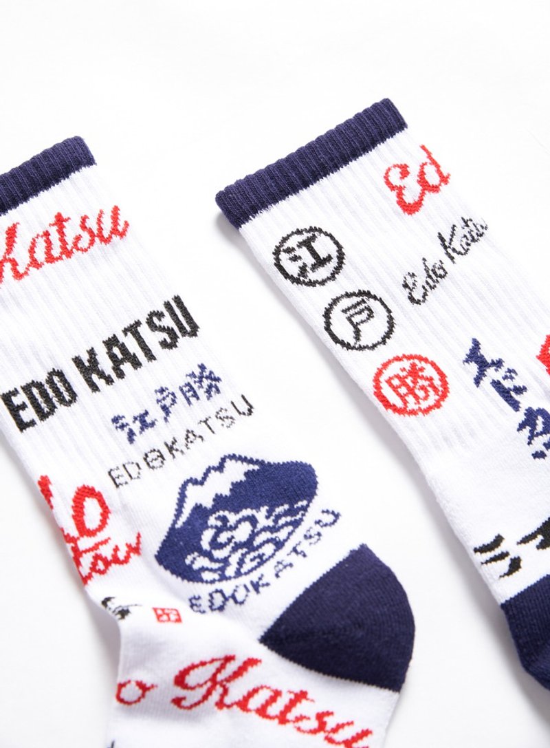 江戶勝 日系 中性 綜合LOGO中筒襪24-27cm (兩雙1組) #襪子 - 襪子 - 其他材質 黑色