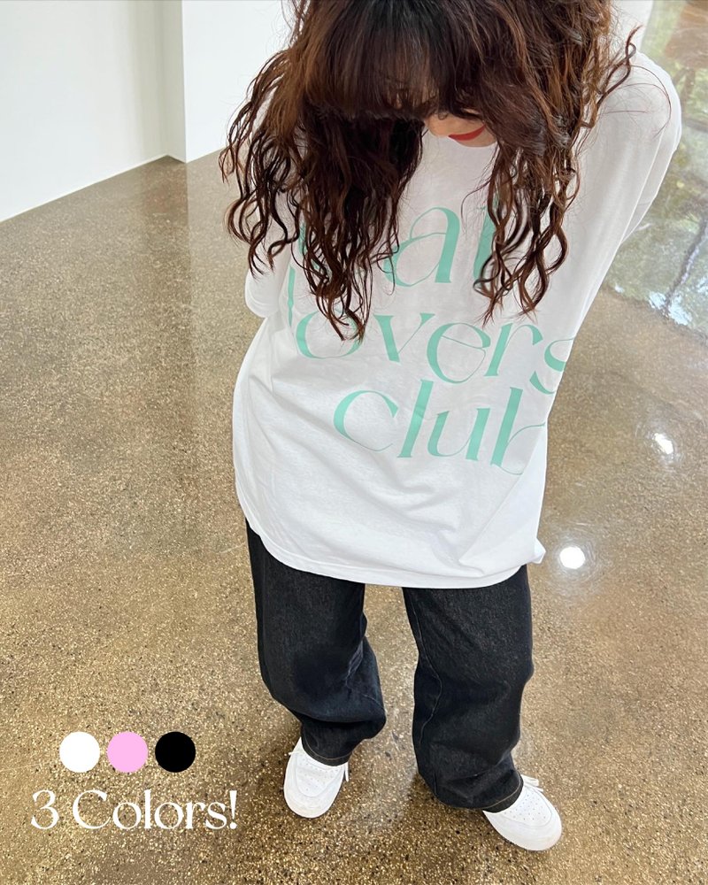 CAT LOVERS CLUB MINT LETTERING T-SHIRTS(3 COLORS) - 帽T/大學T - 棉．麻 