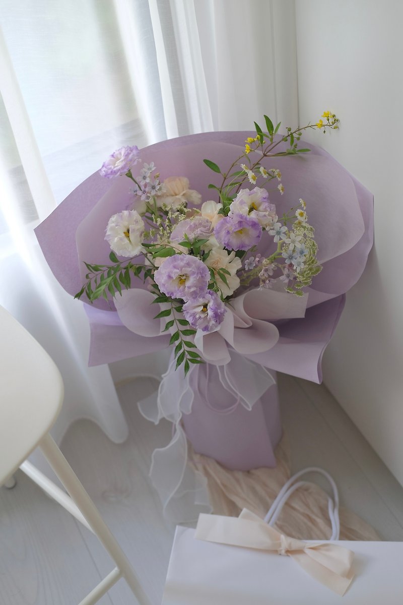 2024 Mother's Day Bouquet Carnation Gift Flower Blue Purple Platycodon - ตกแต่งต้นไม้ - พืช/ดอกไม้ สีม่วง