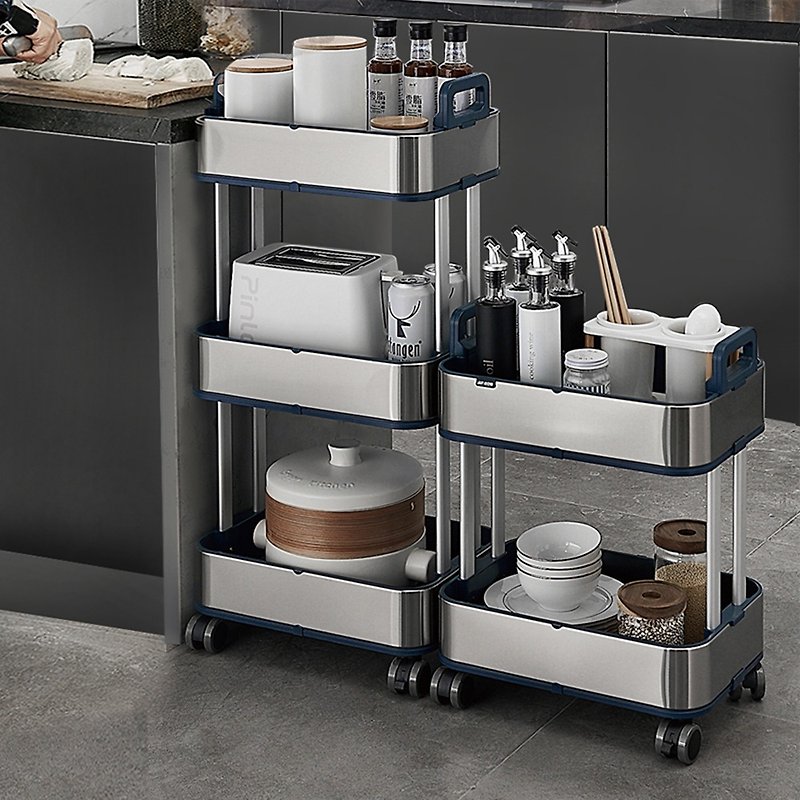 American ELPHECO Stainless Steel three-layer storage cart ELPH019 - Storage - Other Materials Silver
