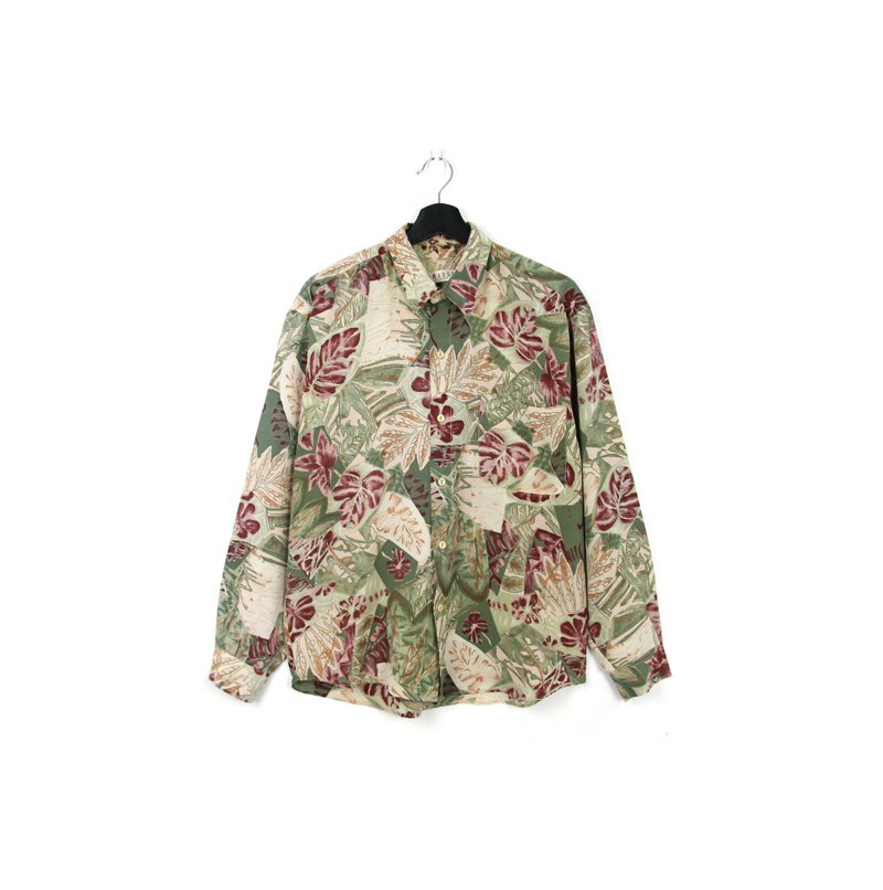 Back to Green::絲質襯衫 熱帶雨林 //vintage shirt - 女襯衫 - 其他人造纖維 