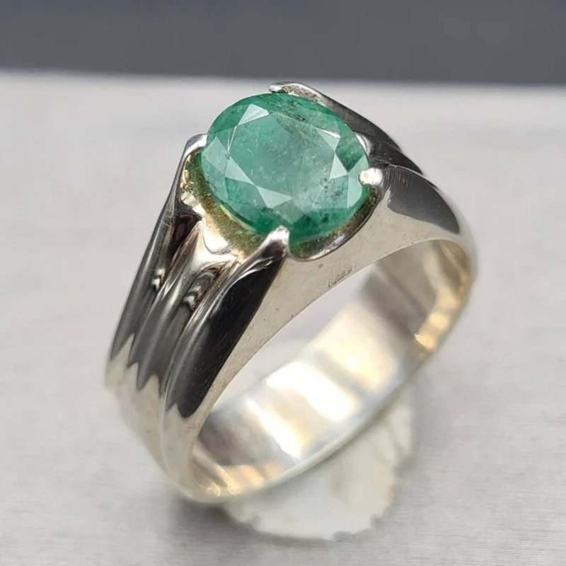 Zambian emerald ring Zamurd rings Gemstone rings Green stone ring Healing rings - 戒指 - 寶石 綠色