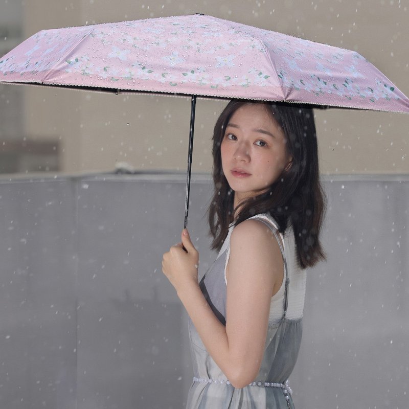 【rento】防曬黑膠迷你傘-茉莉花(粉) - 雨傘/雨衣 - 防水材質 粉紅色