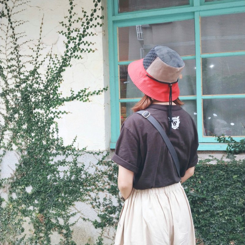 Handmade double-sided bucket hat - หมวก - ผ้าฝ้าย/ผ้าลินิน สีดำ