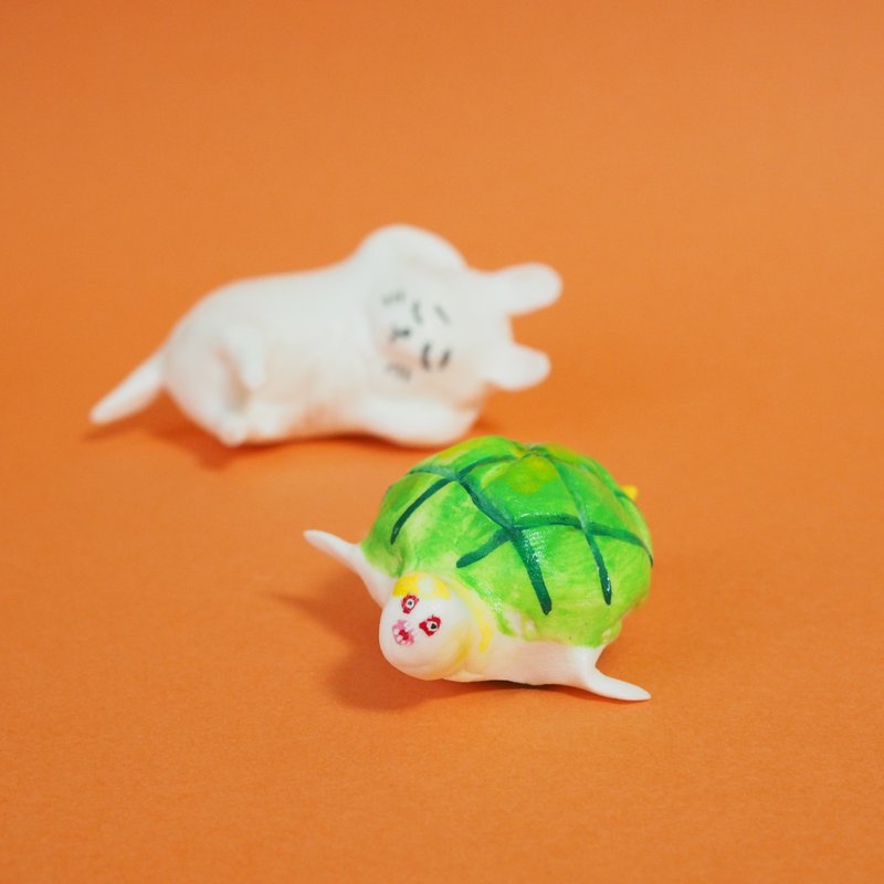 turtle and rabbit - 公仔/玩偶 - 黏土 白色