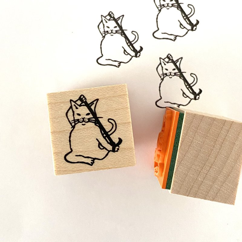 Stamp cat doing yoga - ตราปั๊ม/สแตมป์/หมึก - ไม้ สีกากี