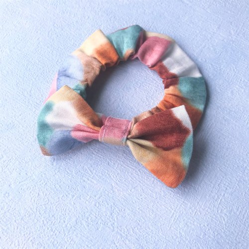 犬貓首輪製作所 蝴蝶結鬆緊項圈 寵物領結 bow tie -- 彩色毛球 奶茶咖