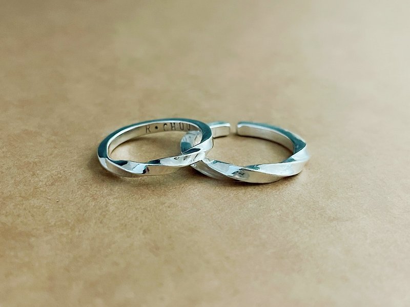 Twist silver Silver/sterling silver ring/couple ring/customized product/handmade experience/handmade metalworking - แหวนทั่วไป - เงินแท้ 