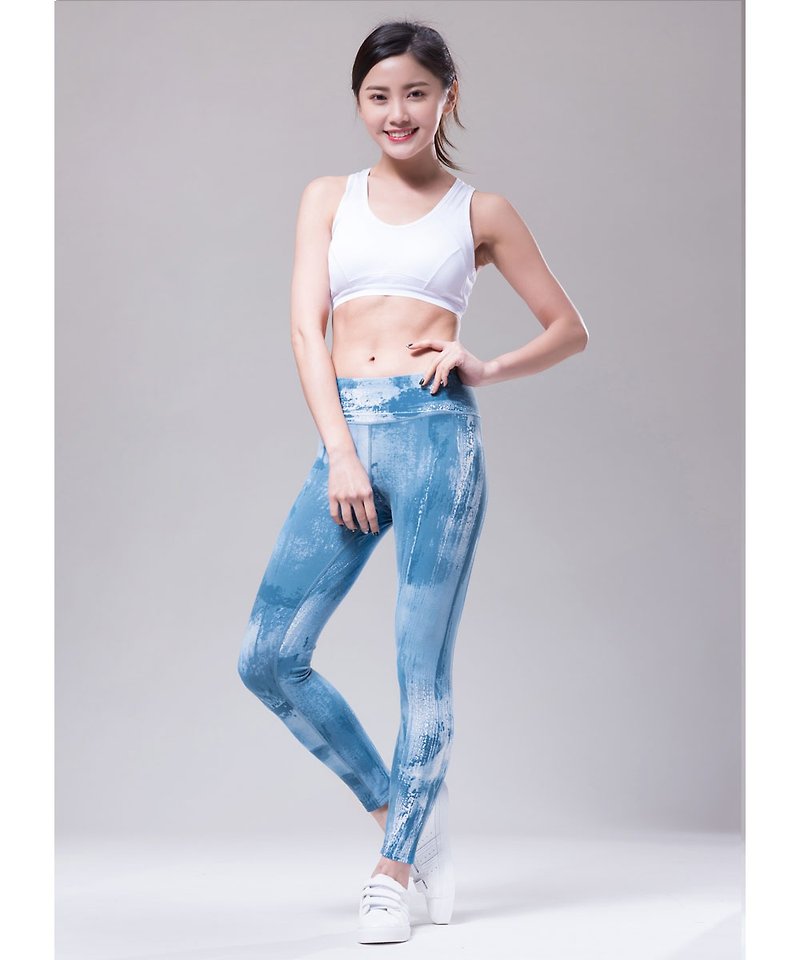 Aurora Stretch Tight Yoga Pants/Splash Blue - ชุดโยคะ - ไฟเบอร์อื่นๆ 