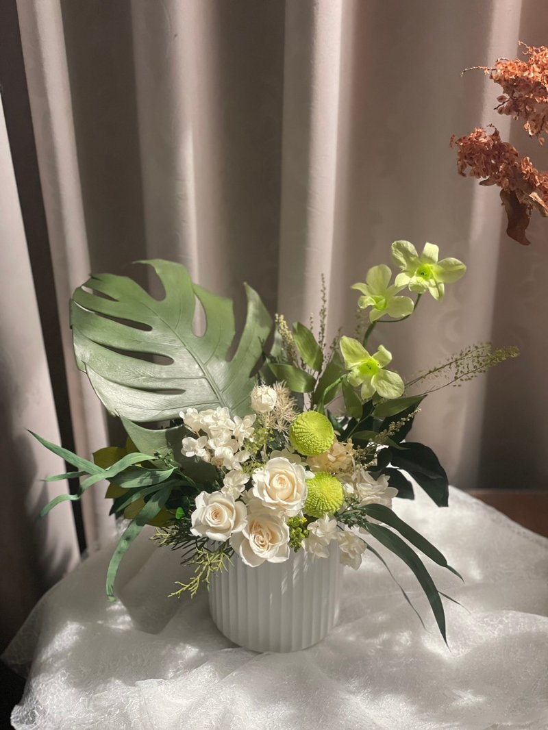 【永生花禮】微光葉語永生龜背葉/開幕花禮/升遷花禮/祝賀花禮 - 乾燥花/永生花 - 植物．花 多色