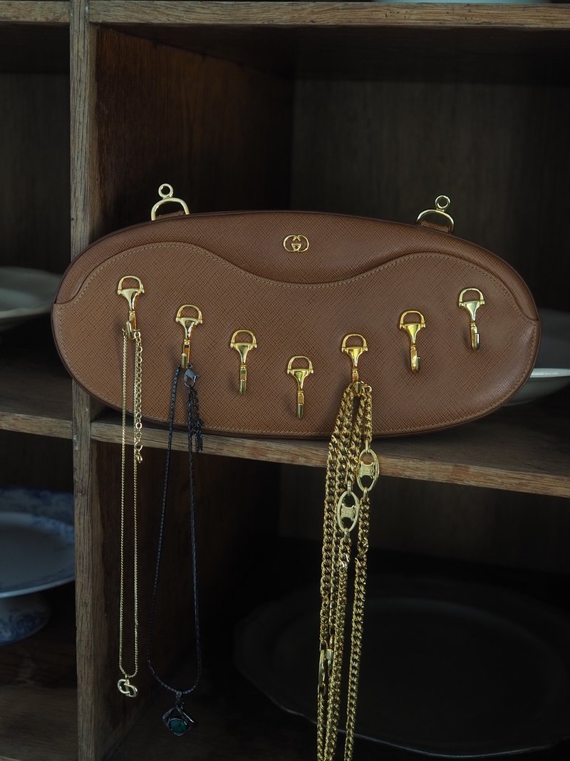 OLD GUCCI オールドグッチ ホースビット インテリア フック ブラウン アンティーク ヴィンテージ レア - 壁貼/牆壁裝飾 - 真皮 咖啡色