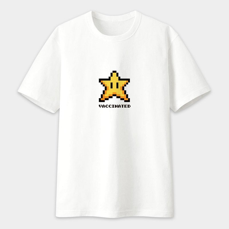 Fun Terrier American Cotton T STAR (Super Mary Invincible Star) Parent-child Couple T-shirt PS197 - เสื้อฮู้ด - ผ้าฝ้าย/ผ้าลินิน ขาว