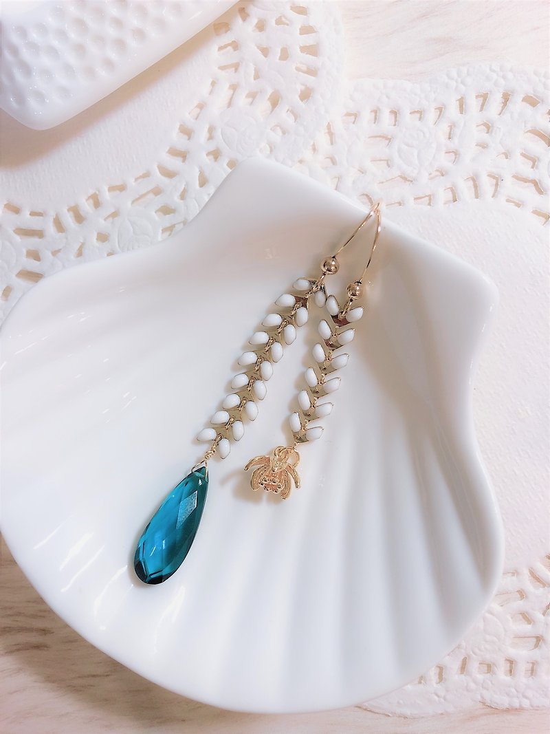 White Wreath Malachite Blue Stone Dangle Earrings - Earrings & Clip-ons - Gemstone Blue