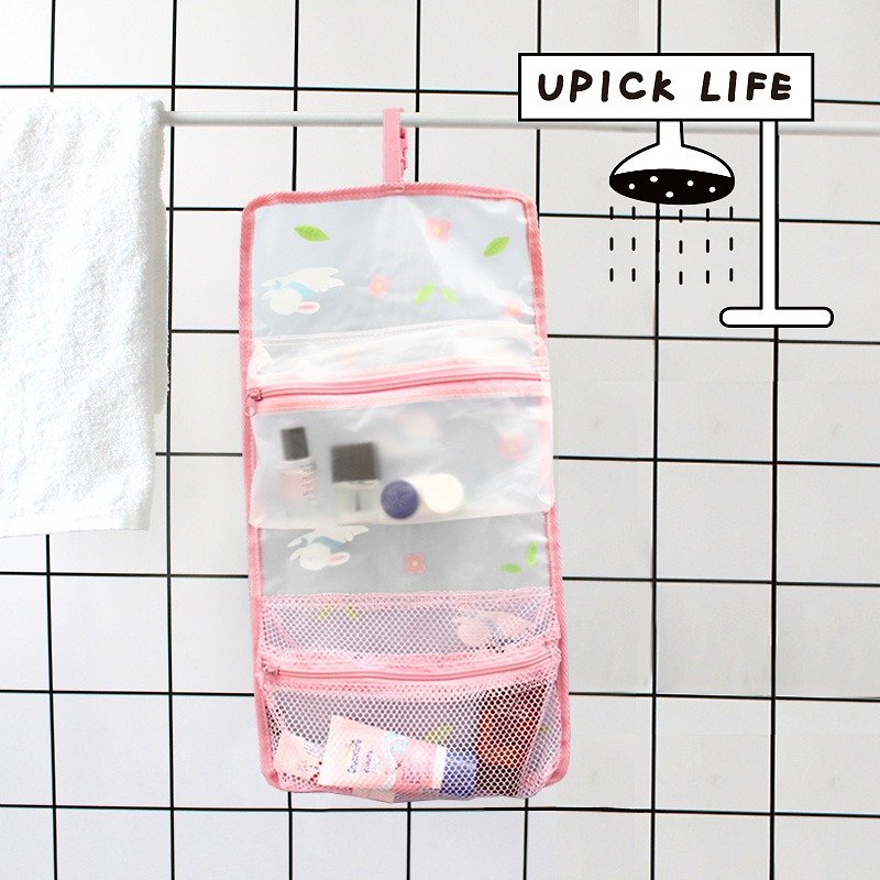 U-PICK Original Life Fashion Illustration Travel Folding Storage Bag Washing Waterproof Hanging Bag Hotel Companion - กระเป๋าเครื่องสำอาง - วัสดุกันนำ้ 