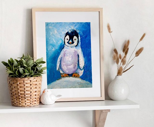 最安値挑戦】 油絵 専用 ペンギンみたいな可愛すぎる鳥パフィン 絵画 
