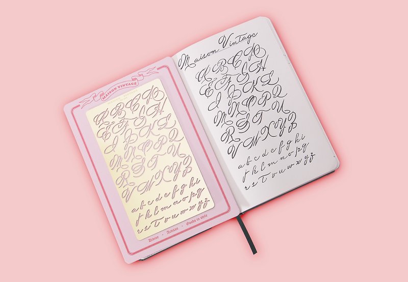 Bullet Journal Stencil, calligraphy planner stencil fits A5 journal, wedding inv - สมุดบันทึก/สมุดปฏิทิน - ทองแดงทองเหลือง สีทอง