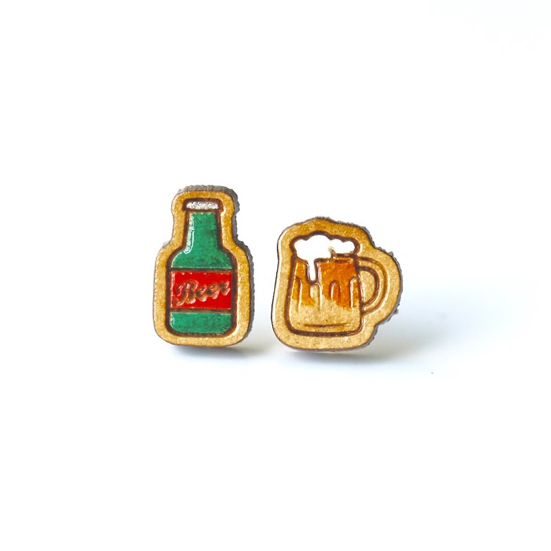 Painted wood earrings-Cheers - Earrings & Clip-ons - Wood Multicolor