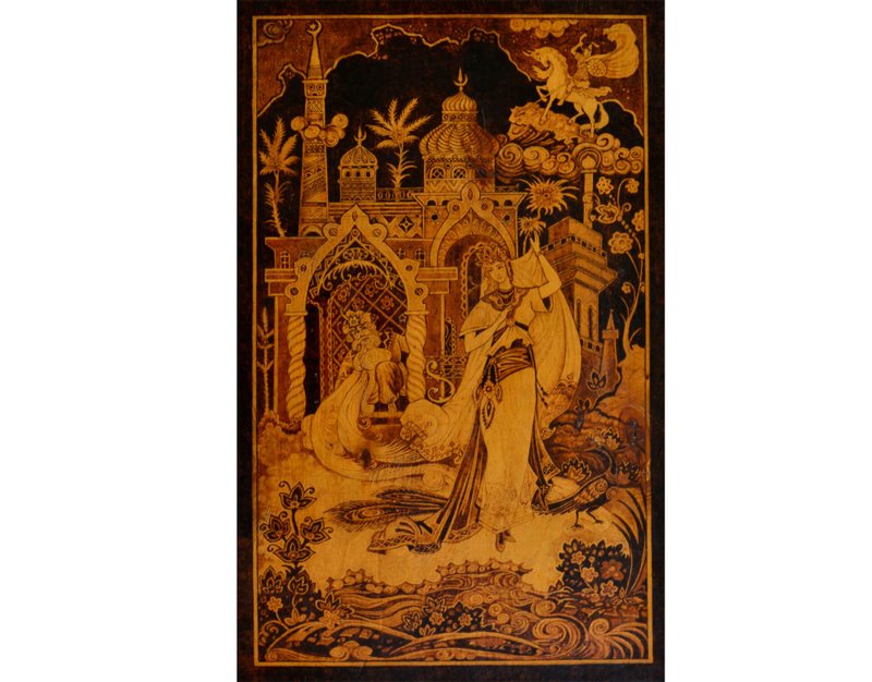 Oriental Fairy Tale Pyrography Wood Painting Pyrography Fairy - 壁貼/牆壁裝飾 - 木頭 咖啡色