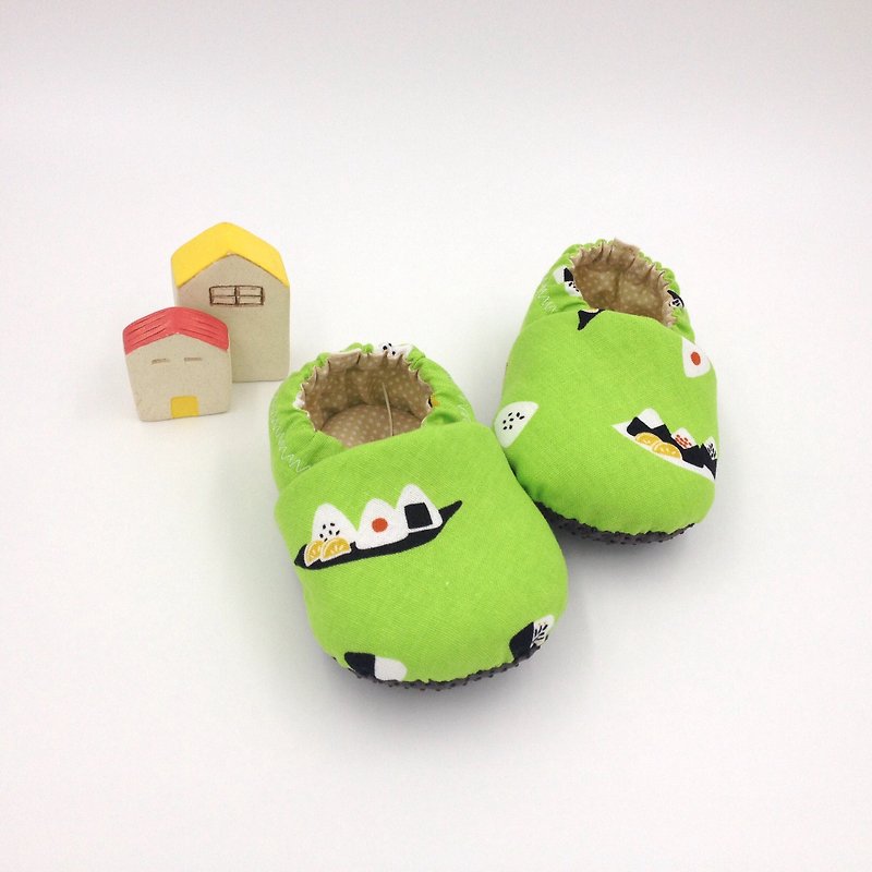 Nori Onigiri-Toddler Shoes / Baby Shoes / Baby Shoes - รองเท้าเด็ก - ผ้าฝ้าย/ผ้าลินิน สีเขียว