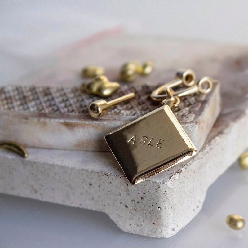 HOWLL Pet Tag-Classic [Large Diamond Shape] + U-shaped Lock - Keychains - Copper & Brass Gold