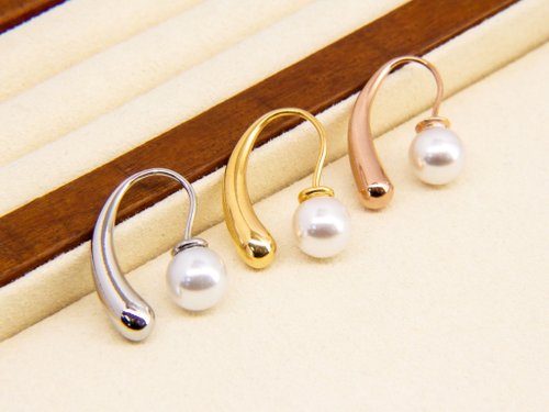 JTK Jewellery 低過敏水滴珍珠耳環 | 優美曲線真珠耳飾 | 暑假禮物 生日禮物